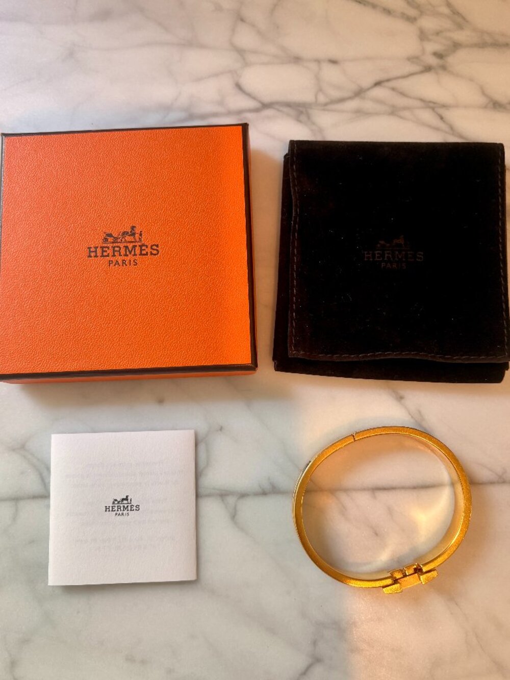 Hermes Enamel Narrow Clic Clac H Bracelet PM Black/Gold